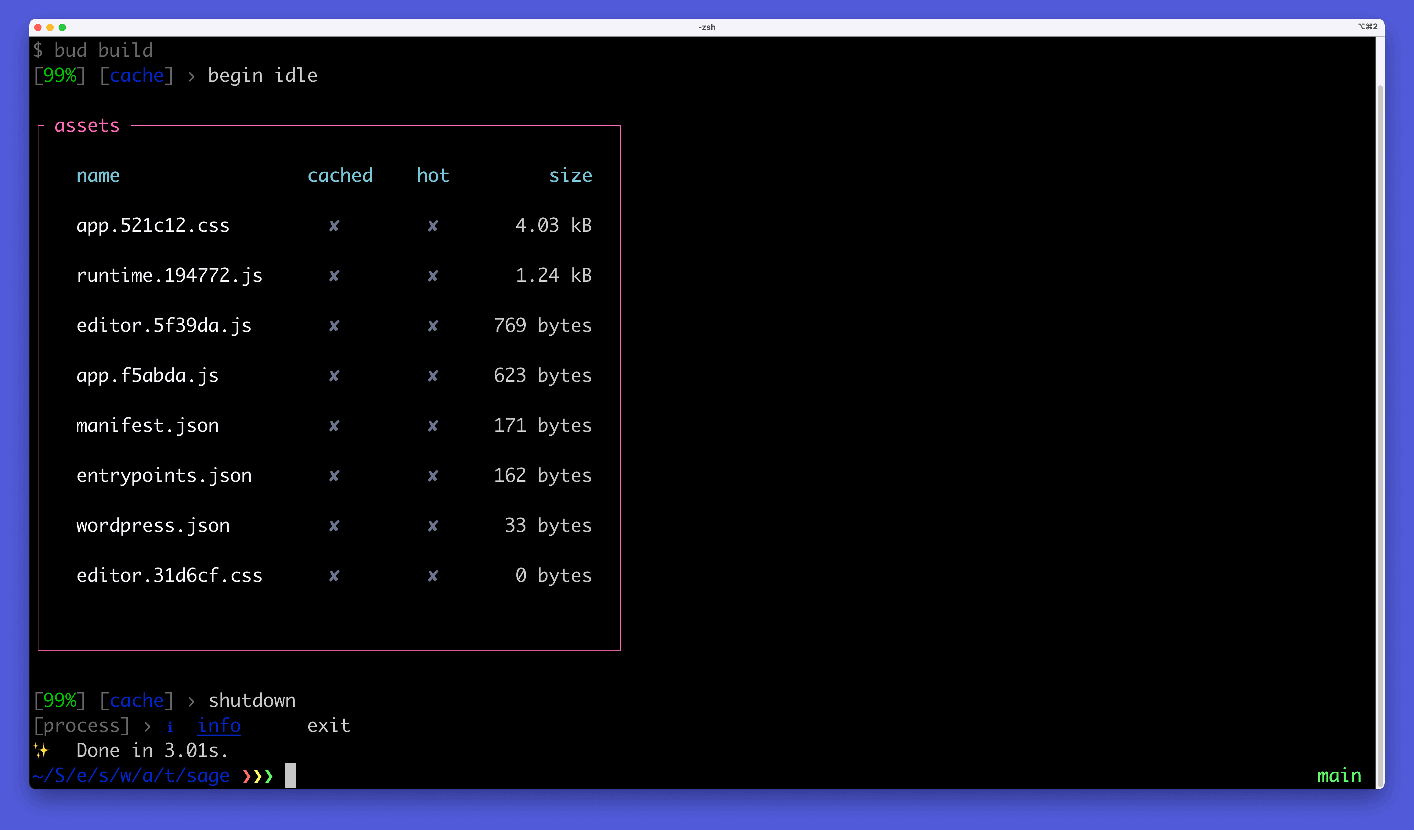 Screenshot of terminal output from: yarn build
